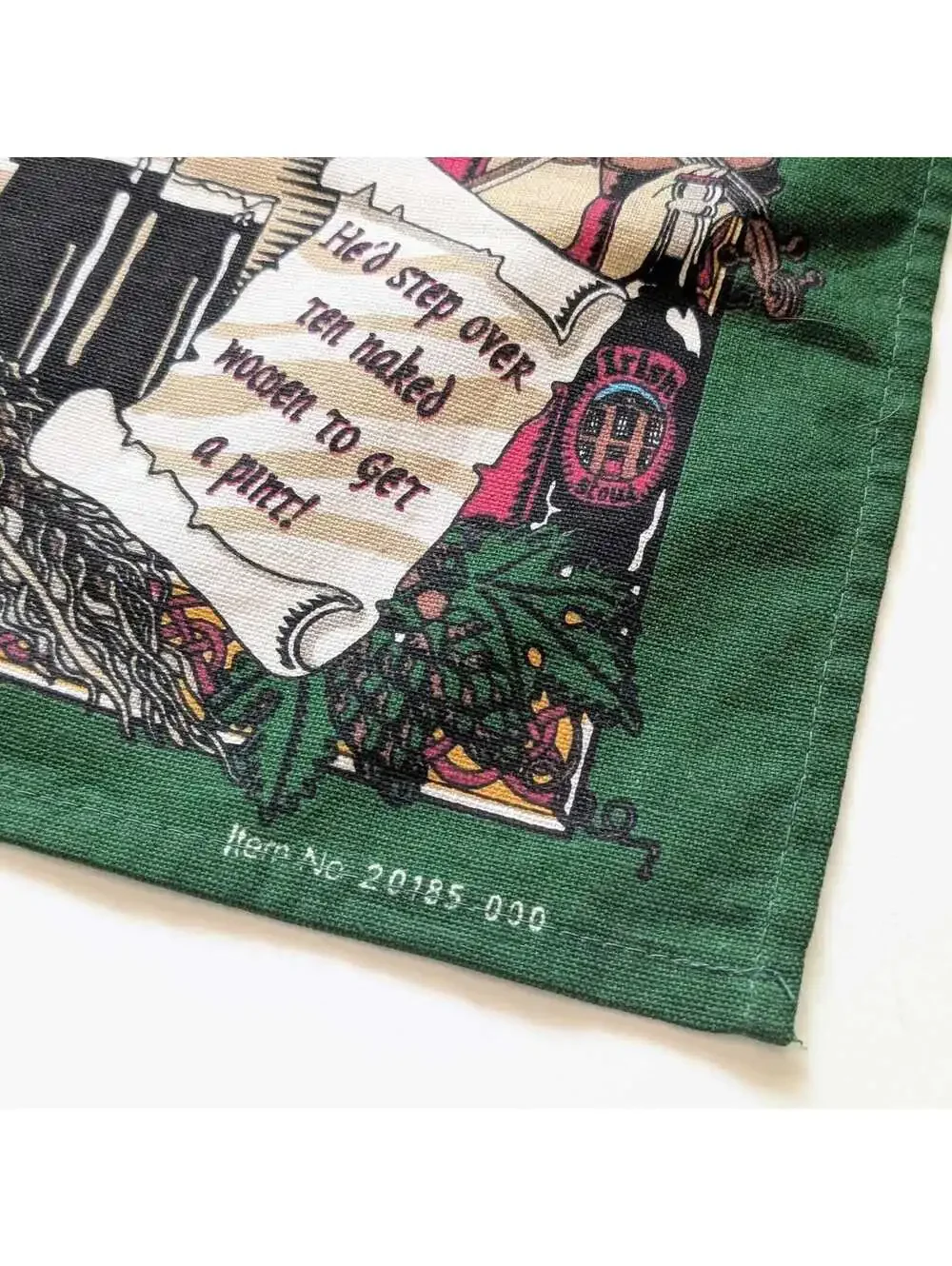 Vintage Irish Linen Tea Towel with Traditional Pubs in Ireland